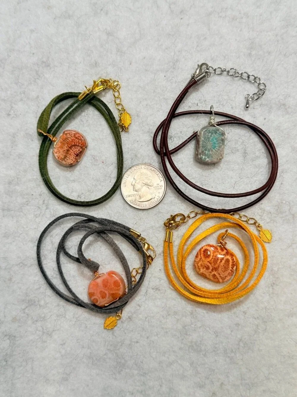 Coral Fossil Lucky Pick Necklace | Natural Stone Pendant